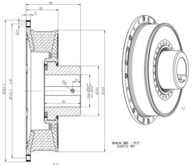 BoWex 80 HE1/HE2 G80 elastomer 40 Sh 11 1/2" > (polyamide mounting flange) DA=352,42
